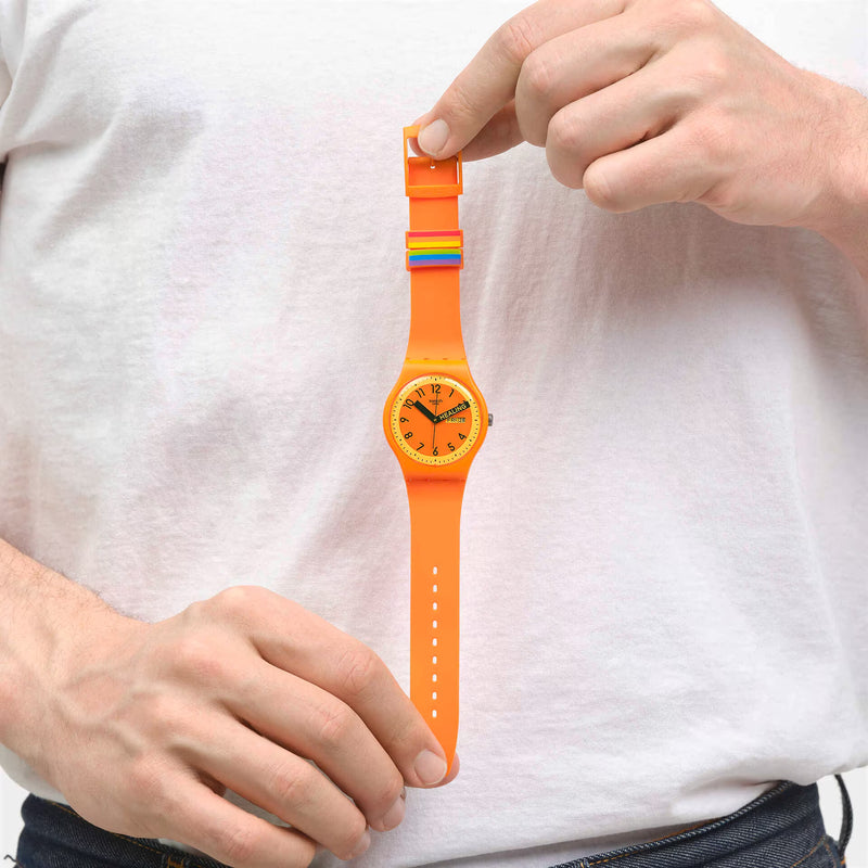 Analogue Watch - Swatch Proudly Orange Unisex Watch SO29O700