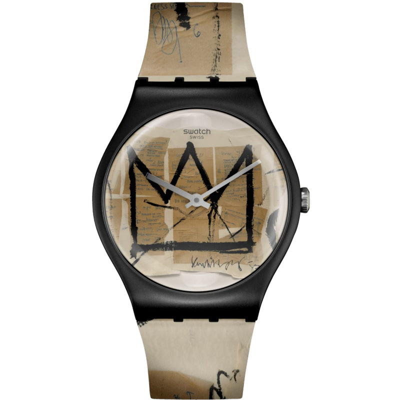 Analogue Watch - Swatch Untitled By Jean Michel Basquiat Unisex Brown Watch SUOZ355