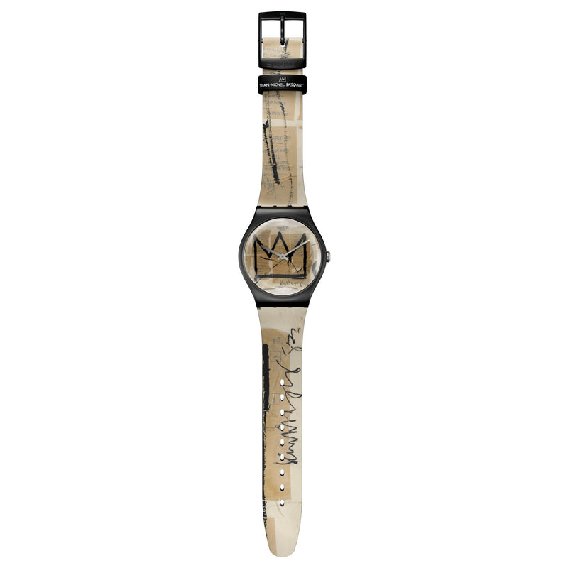 Analogue Watch - Swatch Untitled By Jean Michel Basquiat Unisex Brown Watch SUOZ355