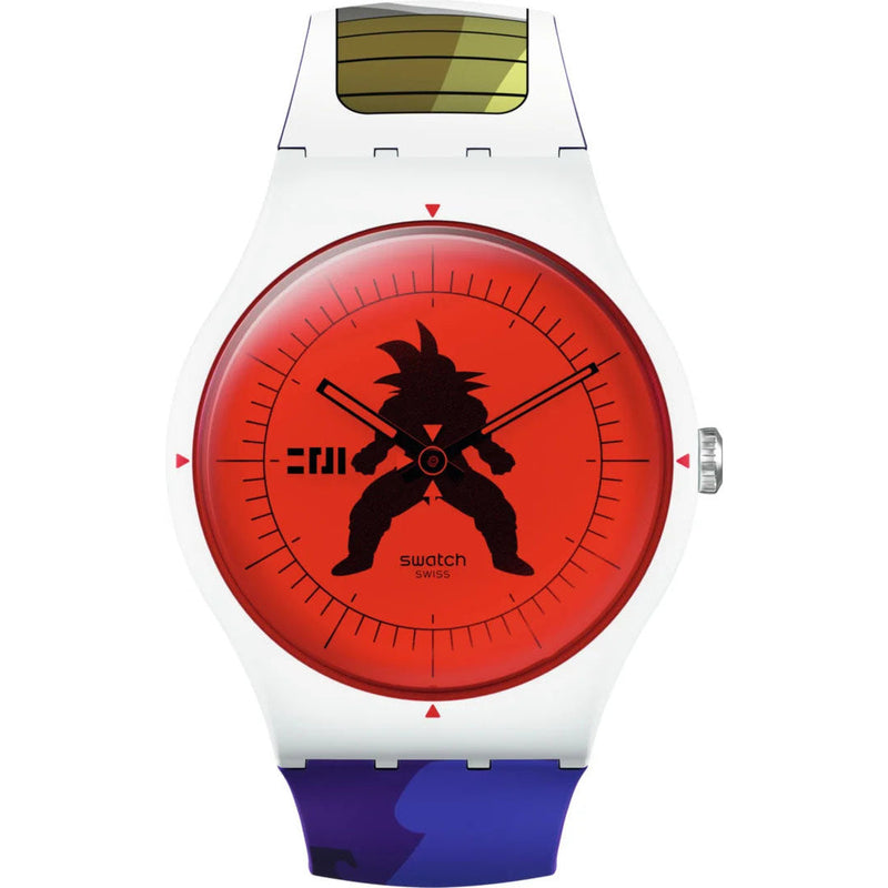 Analogue Watch - Swatch Vegeta X Swatch Dragon Ball Z Men's White Watch SUOZ348