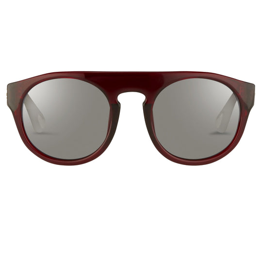 Ann Demeulemeester Sunglasses Flat Top Round Bordeaux Red and Blue