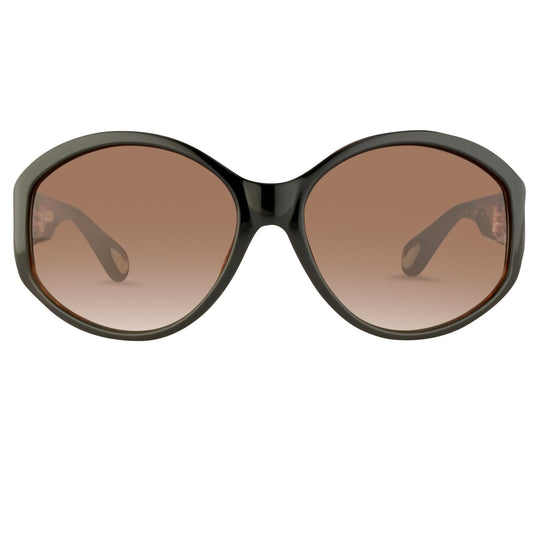 Ann Demeulemeester Ladies Sunglasses Oversized Black and Brown AD6C6SUN
