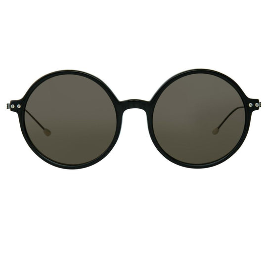 Ann Demeulemeester Sunglasses Round Shiny Black and Grey