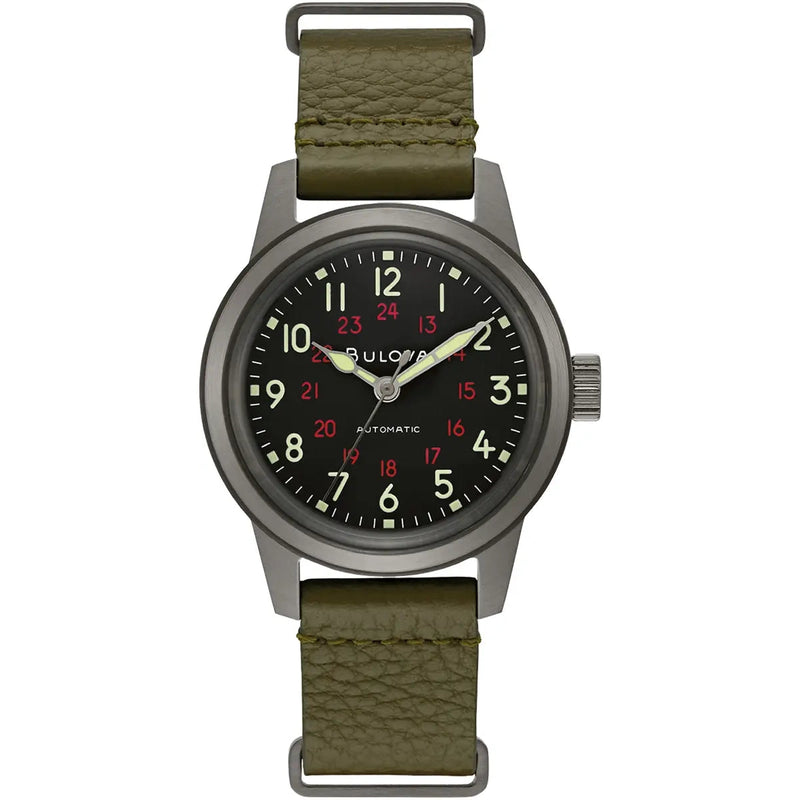 Automatic Watch - Bulova Hack Auto Men's Green Watch 98A255