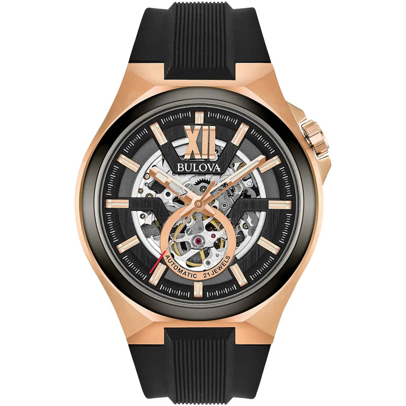 Automatic Watch - Bulova Maquina Auto Men's Rose Gold Watch 98A177