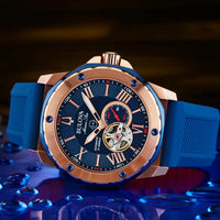 Automatic Watch - Bulova Marine Star Auto Men's Blue Watch 98A227