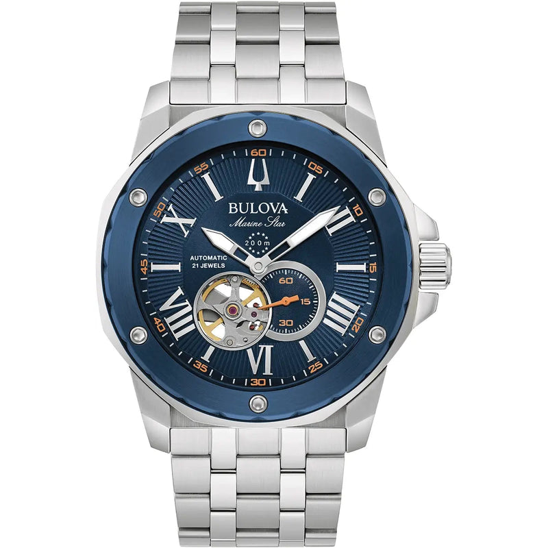 Automatic Watch - Bulova Marine Star Auto Men's Blue Watch 98A302