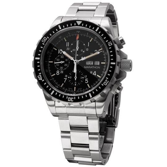 Marathon Jumbo Diver/Pilot's Automatic Chronograph (CSAR) - 46mm US Government Markings Stainless Steel WW194014BRACE