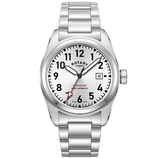 Rotary Commando Pilot Auto Men's Silver Watch GB05470/22