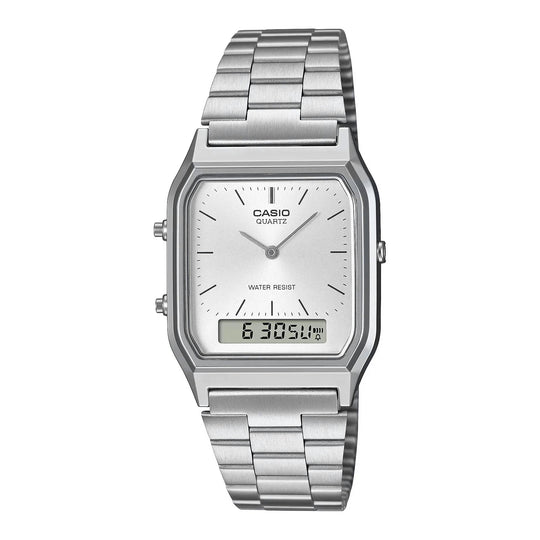 Casio Watch Vintage Retro Dual Time Steel AQ-230A-7AMQY