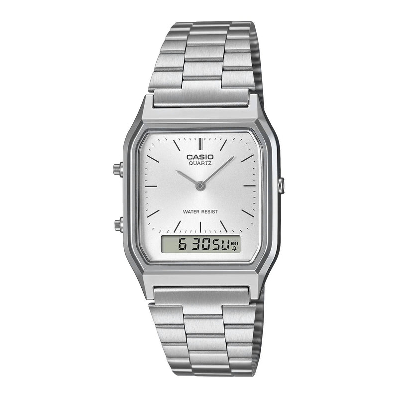 Casio Watch Vintage Retro Dual Time Steel AQ-230A-7AMQY