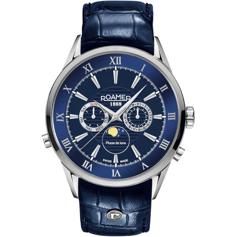 Chronograph Watch - Roamer Superior Moonphase Men's Blue Watch 508821 41 43 05