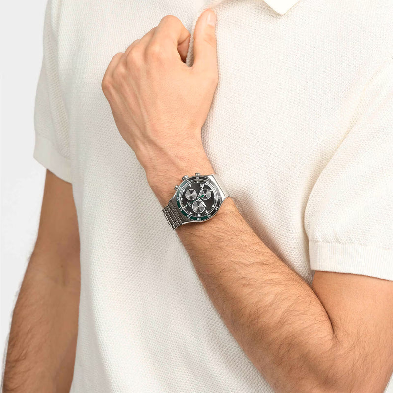 Swatch automatic chronograph sapphire clearance crystal top