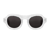David David Sunglasses Oval Solid White Crystal With Dark Grey Lenses Category 3 9DAVID1C2WHITE - WatchPilot