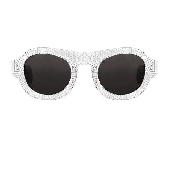 David David Sunglasses Round White and Dark Grey