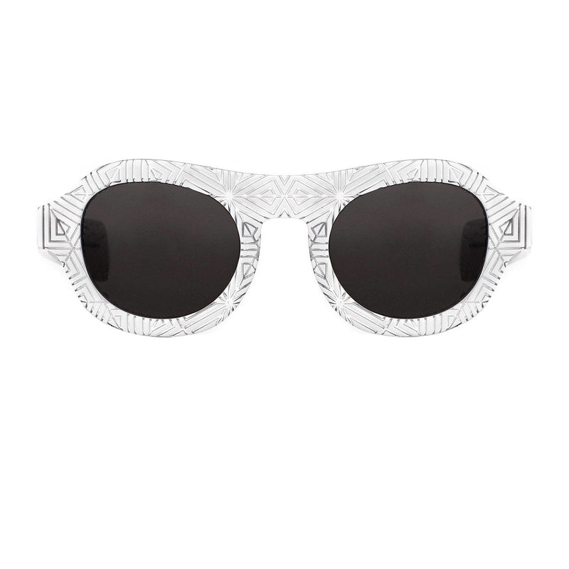 David David Sunglasses Oval Solid White Crystal With Dark Grey Lenses Category 3 9DAVID1C2WHITE - WatchPilot