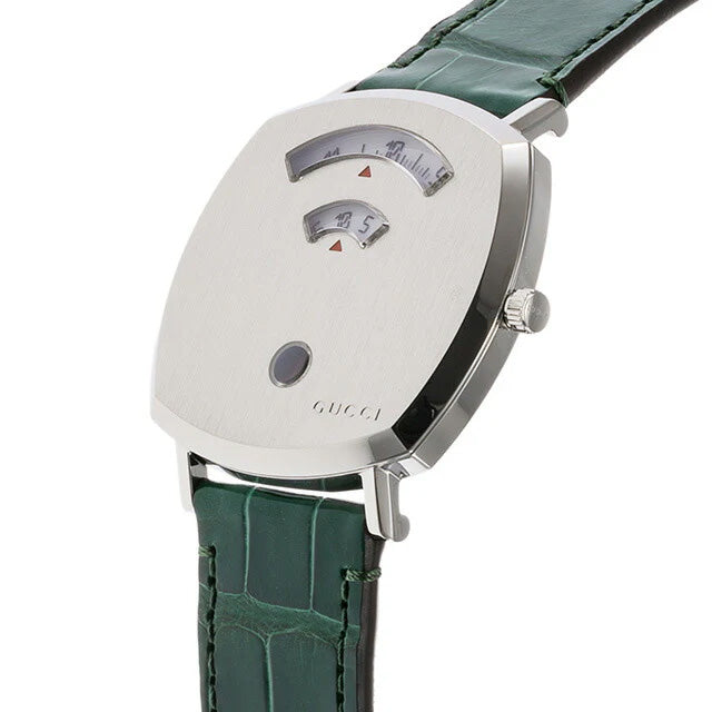 Gucci Grip Unisex Watch Silver Green Alligator YA157414