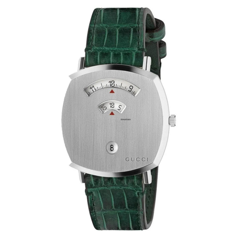 Gucci Grip Unisex Watch Silver Green Alligator YA157414
