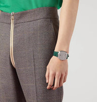 Gucci Grip Unisex Watch Silver Green Alligator YA157414