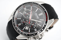 Hugo Boss Men's Watch Chronograph Black Driver Fabric Leather HB1513087 - Watches & Crystals