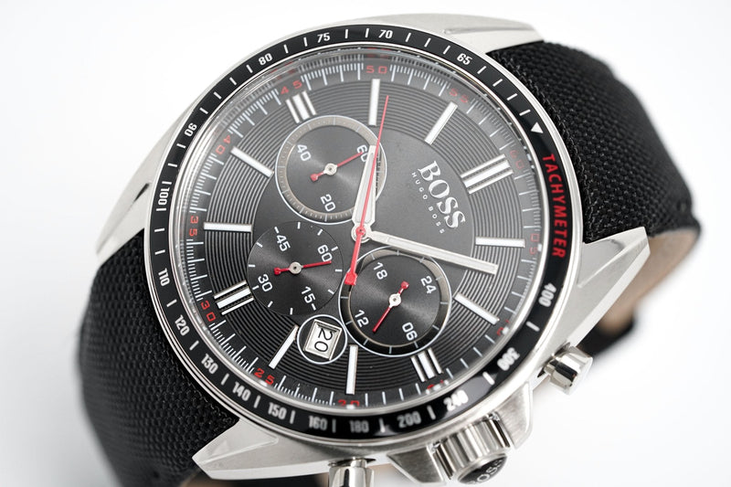 Hugo Boss Men's Watch Chronograph Black Driver Fabric Leather HB1513087 - Watches & Crystals