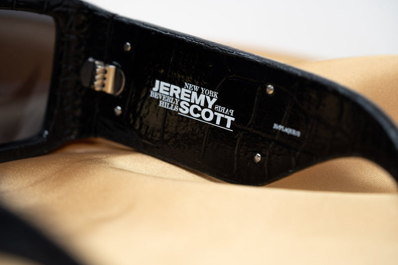 Jeremy Scott Sunglasses Faux Crocodile Leather Plaque Special Edition Black CAT3 JSPLAQUEC2SUN - WatchPilot