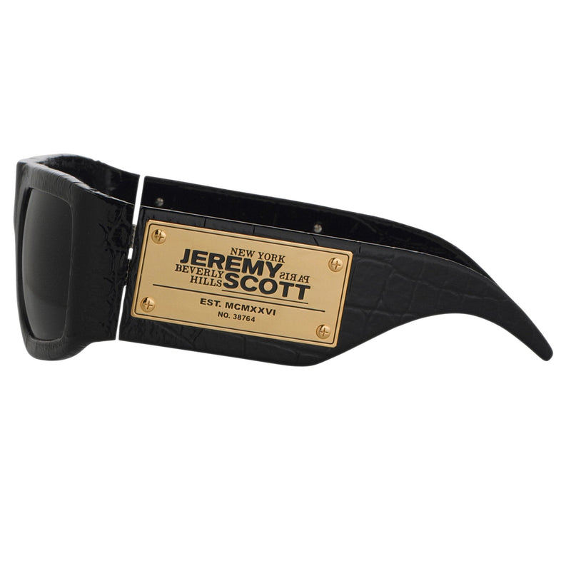 Jeremy Scott Sunglasses Faux Crocodile Leather Plaque Special Edition Black CAT3 JSPLAQUEC2SUN - WatchPilot
