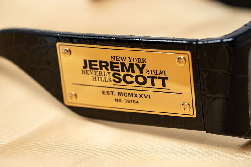 Jeremy Scott Sunglasses Faux Crocodile Leather Plaque Special Edition Black CAT3 JSPLAQUEC2SUN - WatchPilot