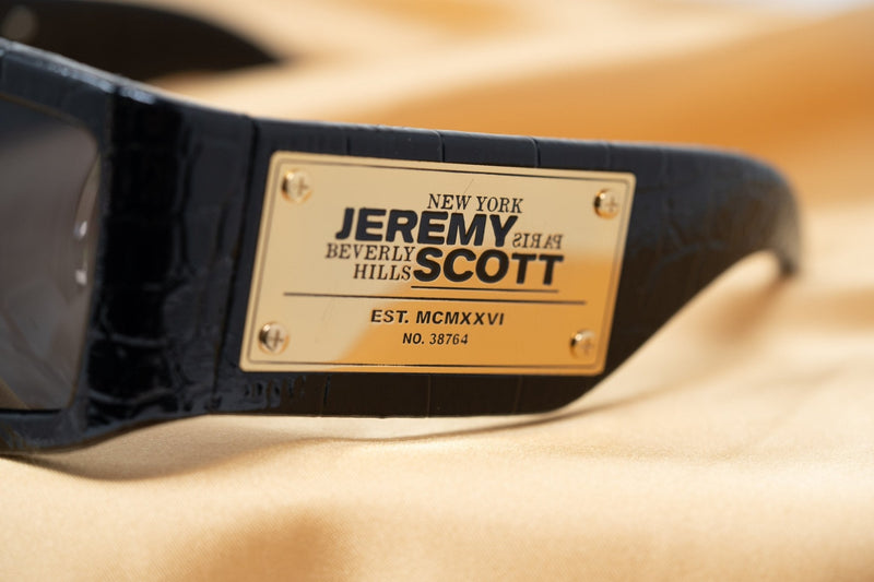 Jeremy Scott Sunglasses Faux Crocodile Leather Plaque Special Edition Black CAT3 JSPLAQUEC2SUN - WatchPilot
