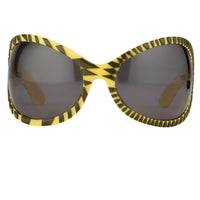 Jeremy Scott Sunglasses Wrap Around Black Yellow Pattern With Grey Category 3 Lenses JSWRAPC4SUN - WatchPilot