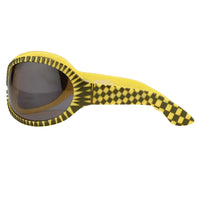 Jeremy Scott Sunglasses Wrap Around Black Yellow Pattern With Grey Category 3 Lenses JSWRAPC4SUN - WatchPilot