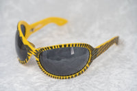 Jeremy Scott Sunglasses Wrap Around Black Yellow Pattern With Grey Category 3 Lenses JSWRAPC4SUN - WatchPilot