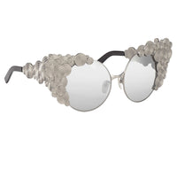 Khaleda And Fahad Women Sunglasses Cat Eyes Silver Titanium With Platinum Lenses Category 3 KR2C2SUN - WatchPilot