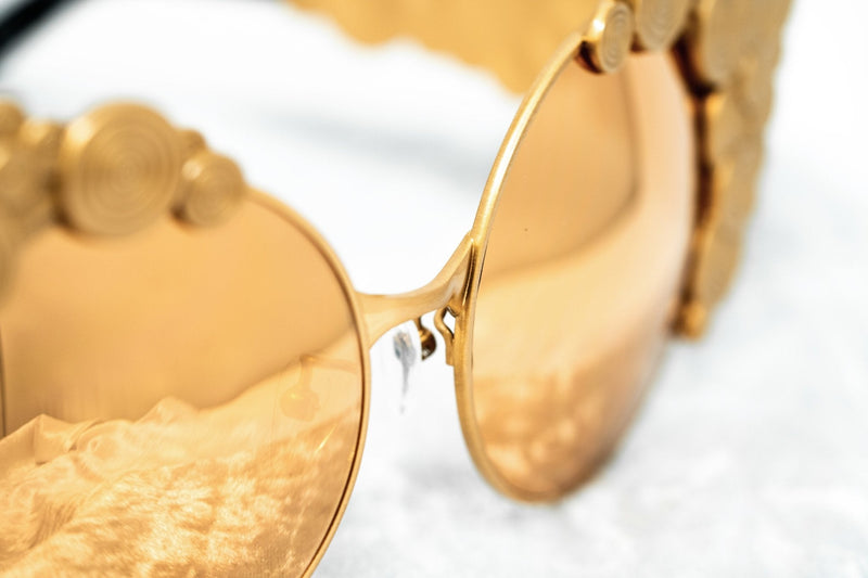 Khaleda And Fahad Women Sunglasses Cat Eyes Yellow Gold Titanium With Gold Lenses Category 3 KR2C1SUN - WatchPilot