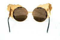 Khaleda And Fahad Women Sunglasses Cat Eyes Yellow Gold Titanium With Gold Lenses Category 3 KR2C1SUN - WatchPilot