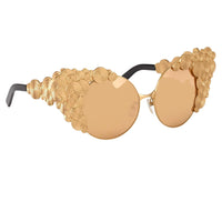 Khaleda And Fahad Women Sunglasses Cat Eyes Yellow Gold Titanium With Gold Lenses Category 3 KR2C1SUN - WatchPilot