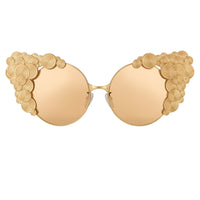 Khaleda And Fahad Women Sunglasses Cat Eyes Yellow Gold Titanium With Gold Lenses Category 3 KR2C1SUN - WatchPilot