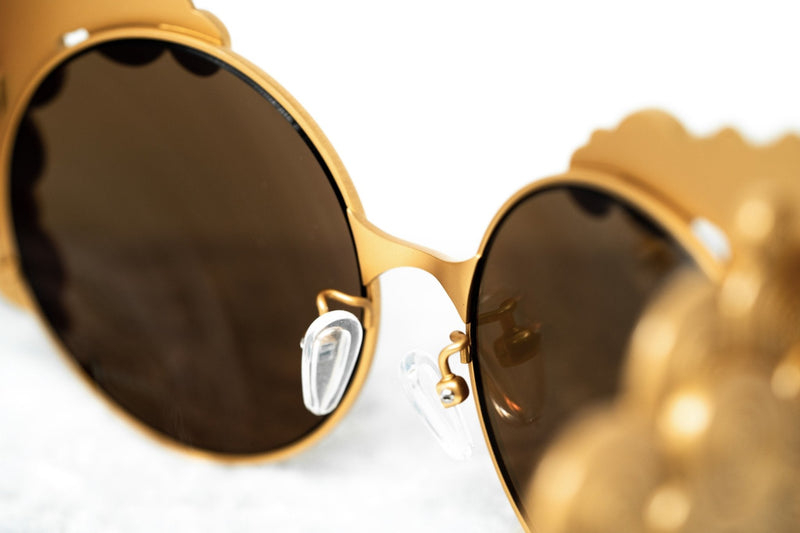 Khaleda And Fahad Women Sunglasses Cat Eyes Yellow Gold Titanium With Gold Lenses Category 3 KR2C1SUN - WatchPilot