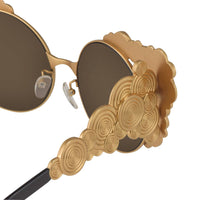 Khaleda And Fahad Women Sunglasses Cat Eyes Yellow Gold Titanium With Gold Lenses Category 3 KR2C1SUN - WatchPilot