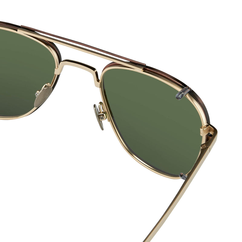 Kris Van Assche Sunglasses Rectangular Titanium Unixes Light Gold Bronze Clip-On with Green Lenses - KVA92C3SUN - WatchPilot
