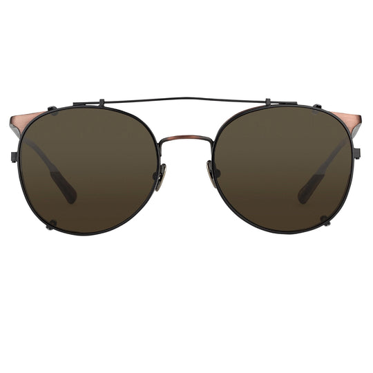 Kris Van Assche Sunglasses Round Shiny Black Bronze and Grey