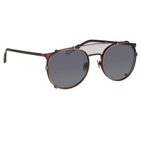Kris Van Assche Sunglasses Unisex Oval Matte Burgundy Bronze Clip-On and Grey Lenses Category 3 - KVA69C5SUN - WatchPilot