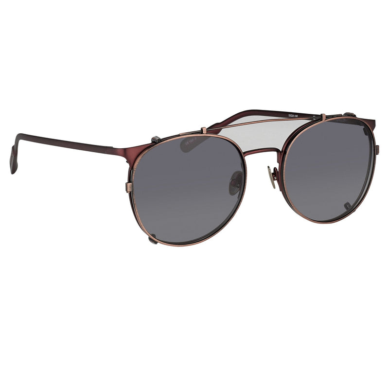Kris Van Assche Sunglasses Unisex Oval Matte Burgundy Bronze Clip-On and Grey Lenses Category 3 - KVA69C5SUN - WatchPilot