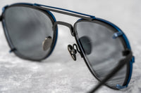 Kris Van Assche Sunglasses Unisex Rectangular Titanium Matte Black Blue Clip-On with Blue Lenses - KVA92C4SUN - WatchPilot