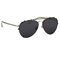Kris Van Assche Sunglasses Unisex Titanium Brushed Silver Black Clip-On with Grey Lenses Category 3 - KVA89C5SUN - WatchPilot