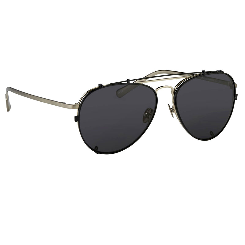 Kris Van Assche Sunglasses Unisex Titanium Brushed Silver Black Clip-On with Grey Lenses Category 3 - KVA89C5SUN - WatchPilot