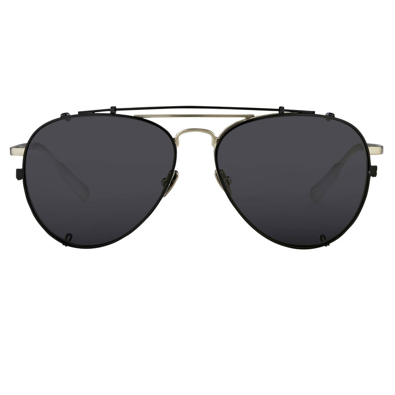 Kris Van Assche Sunglasses Unisex Titanium Brushed Silver Black Clip-On with Grey Lenses Category 3 - KVA89C5SUN - WatchPilot