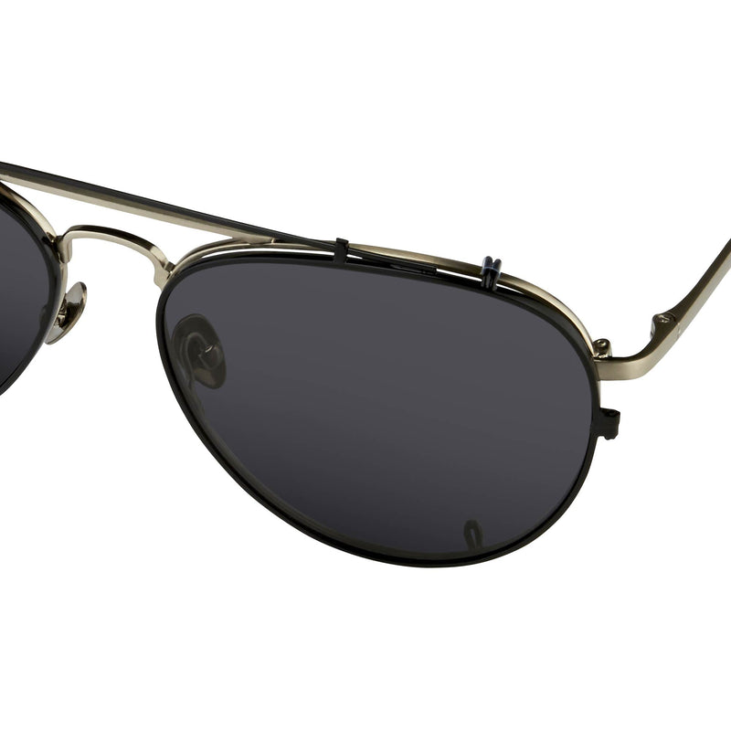 Kris Van Assche Sunglasses Unisex Titanium Brushed Silver Black Clip-On with Grey Lenses Category 3 - KVA89C5SUN - WatchPilot