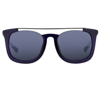 Kris Van Assche Sunglasses with Titanium D-Frame Navy Shiny Black and Blue Mirror Lenses Category 3 - KVA85C4SUN - WatchPilot