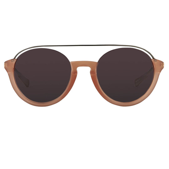 Kris Van Assche Sunglasses Double Bridge Round Apricot and Brown
